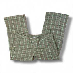 Vintage Y2K Low Waisted Plaid Wide Leg Capri Pants in Sage Green | Womens Size S